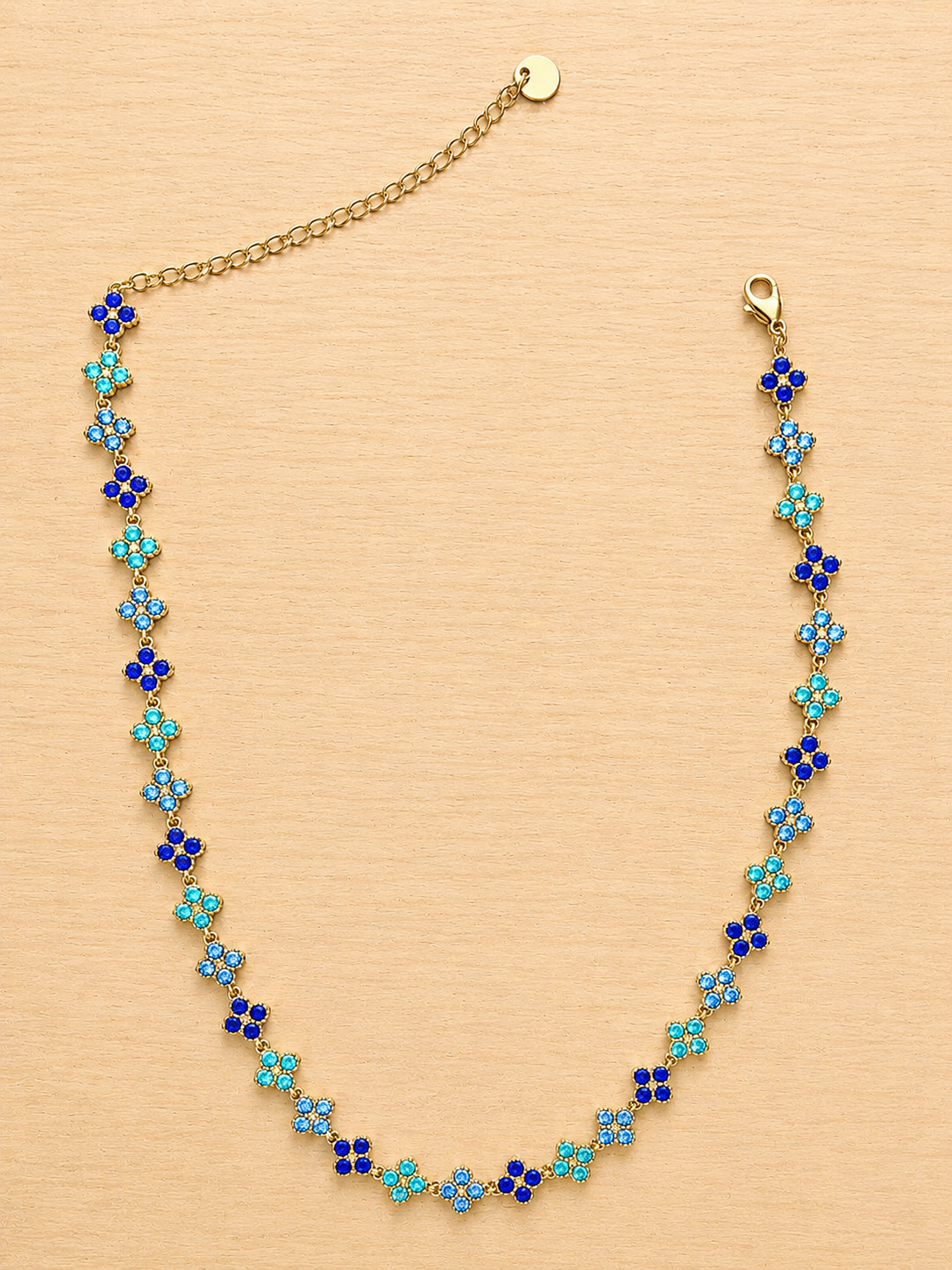 Collier avec fleurs - Bleu