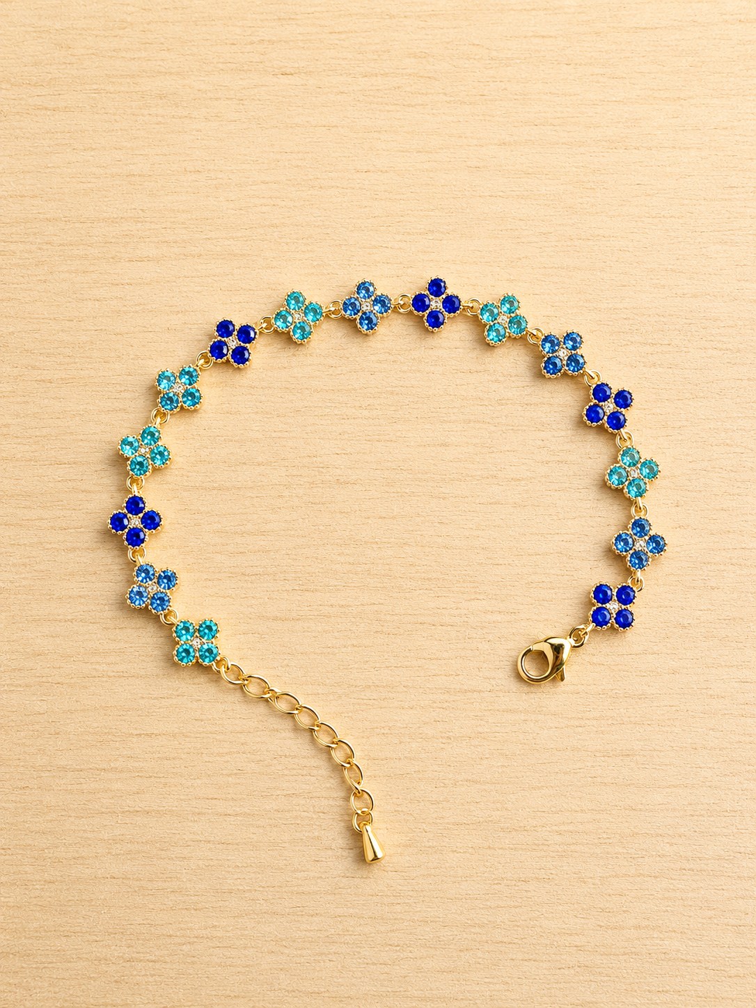 Bracelet avec fleurs - Bleu