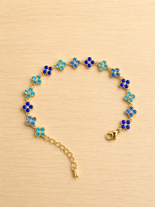 Bracelet avec fleurs - Bleu