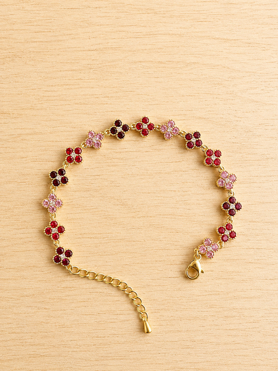 Bracelet avec fleurs - Rouge