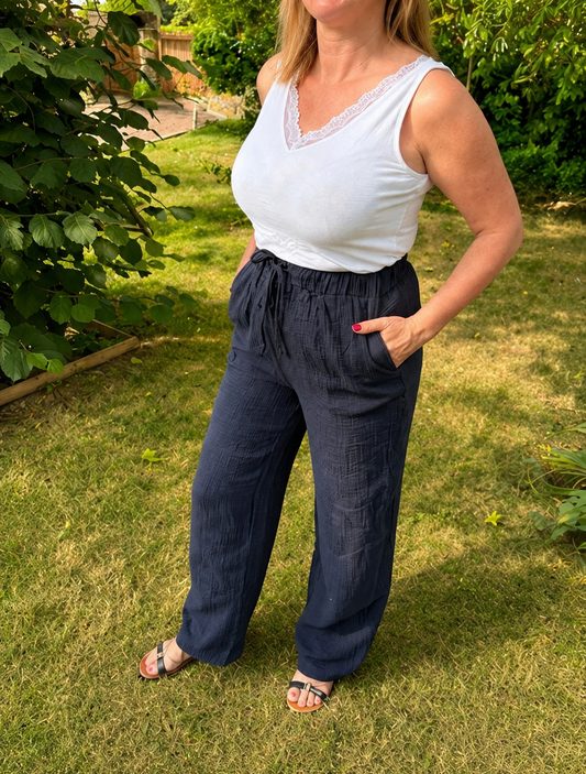 Pantalon en gaz de coton