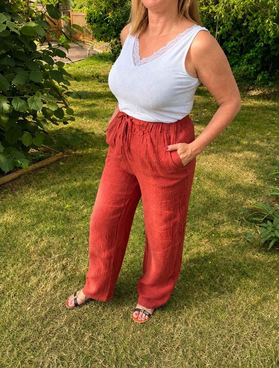 Pantalon en gaz de coton